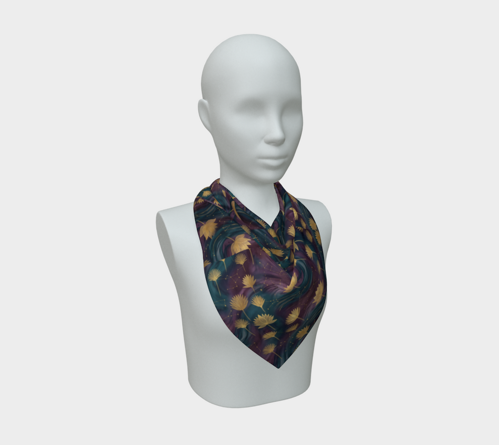 The Saphire Sacred Lotus Silk-Touch Scarf