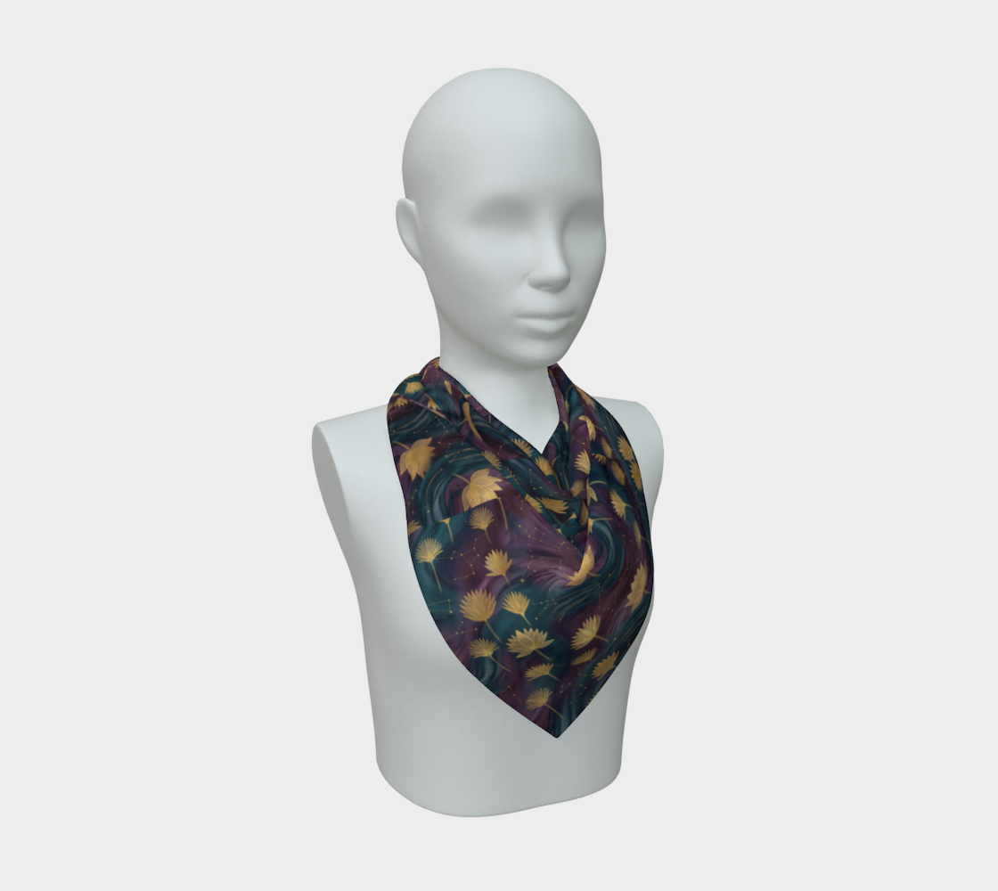 The Saphire Sacred Lotus Silk-Touch Scarf