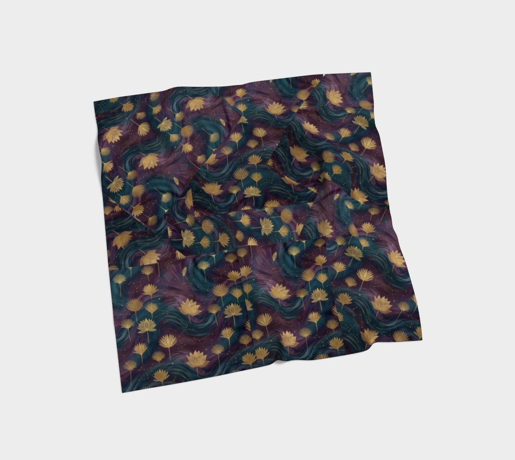 The Saphire Sacred Lotus Silk-Touch Scarf