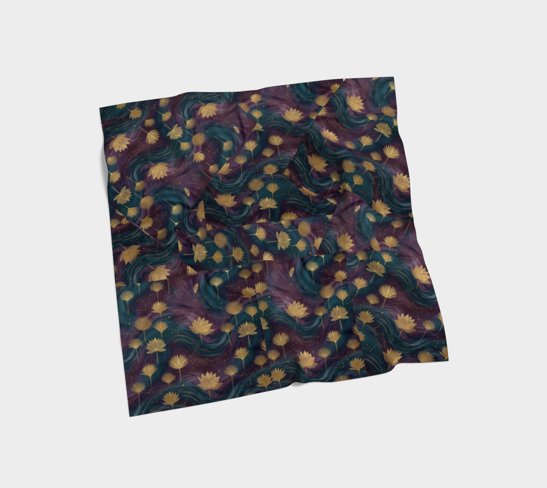 The Saphire Sacred Lotus Silk-Touch Scarf