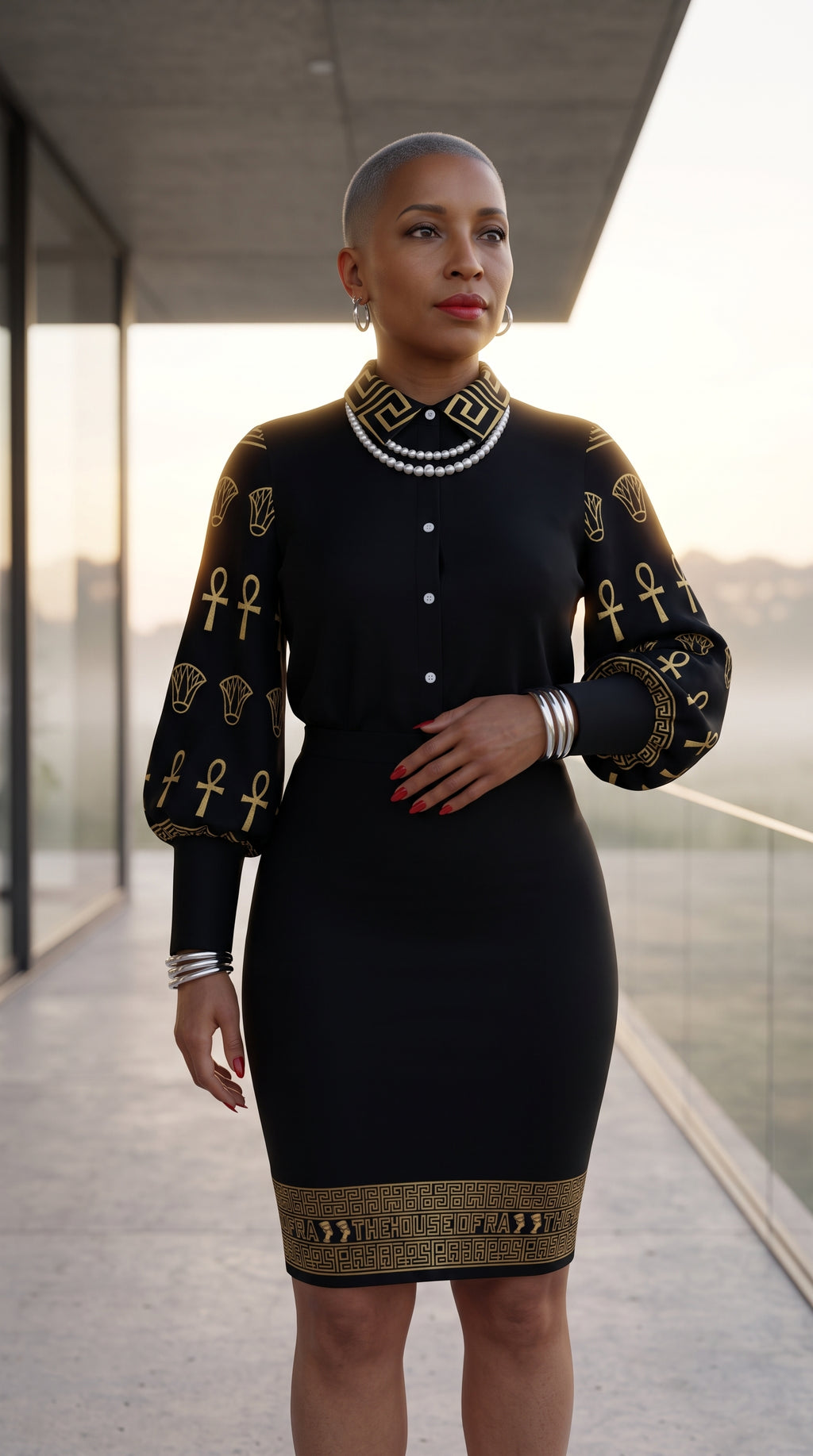 The Empress Gold Adorned Satin Blouse
