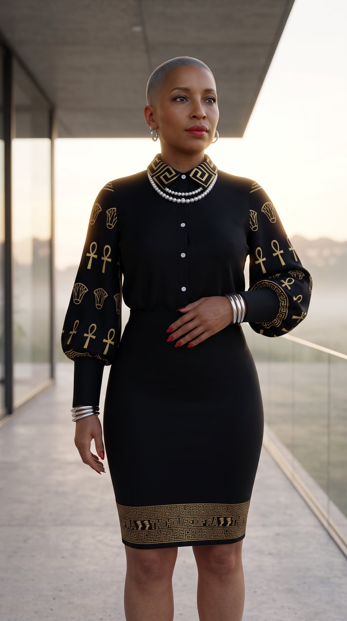 The Empress Gold Adorned Satin Blouse