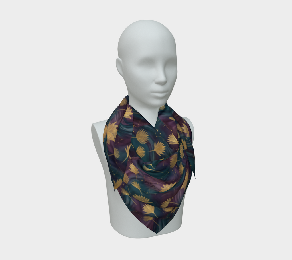 The Saphire Sacred Lotus Silk-Touch Scarf