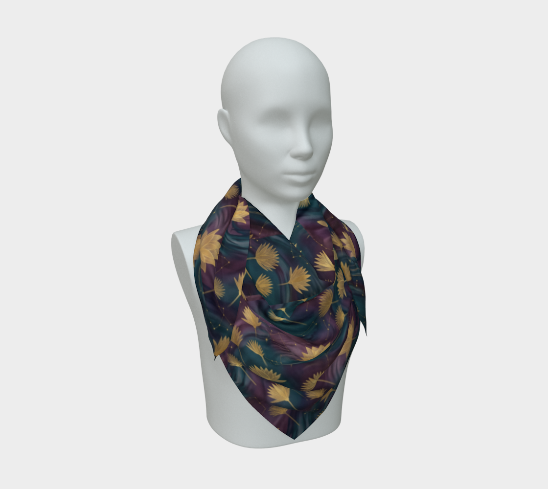 The Saphire Sacred Lotus Silk-Touch Scarf