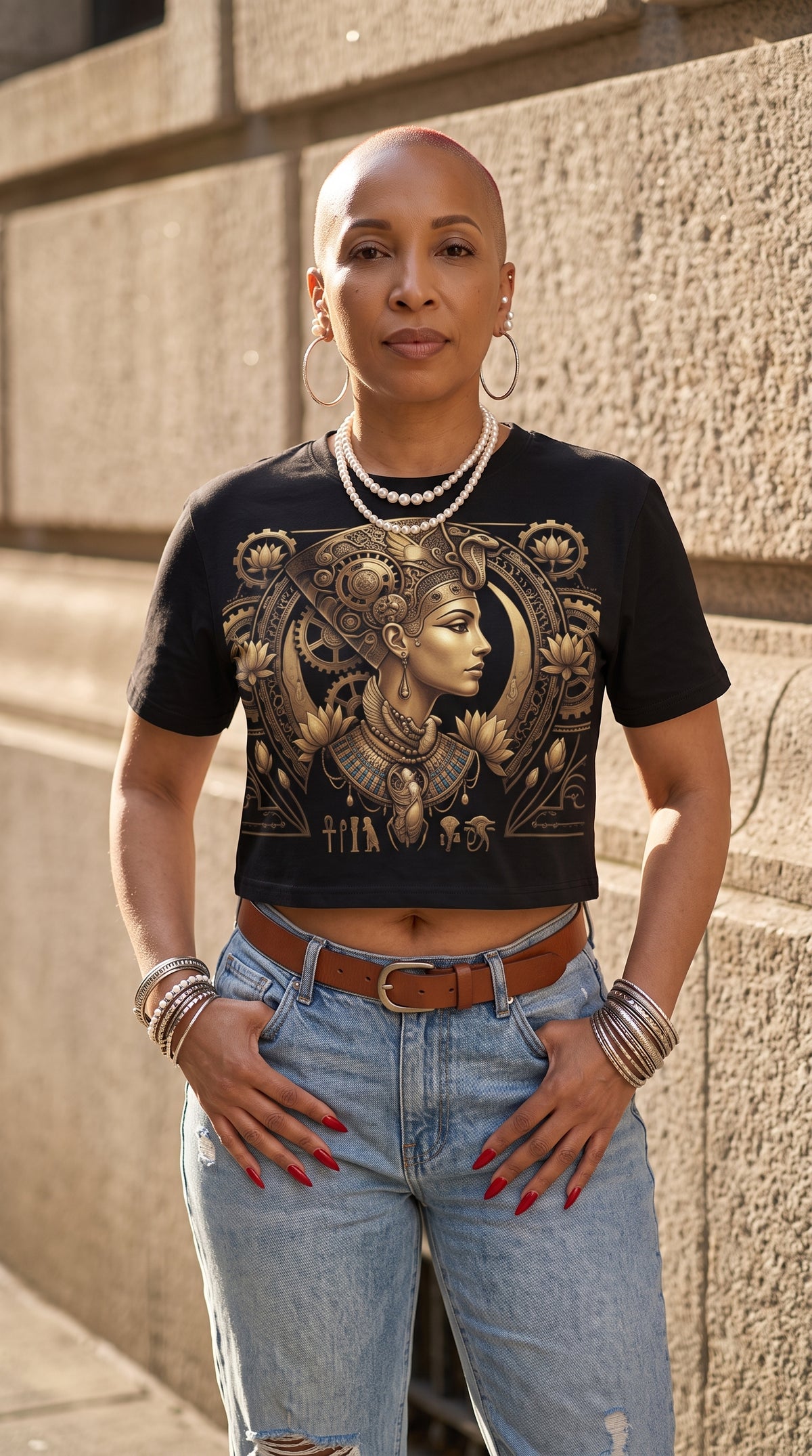 Nefertiti Gold Cropped Tee | The House of RA